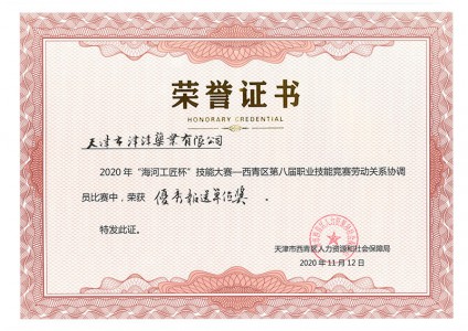 2020年“海河工匠”杯技能大賽-勞動關(guān)系協(xié)調(diào)員-優(yōu)秀報(bào)送單位獎